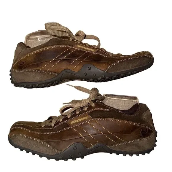 Skechers Unisex Brown Leather Athletic Shoes Size 10.5 Casual Sneaker - Picture 4 of 9